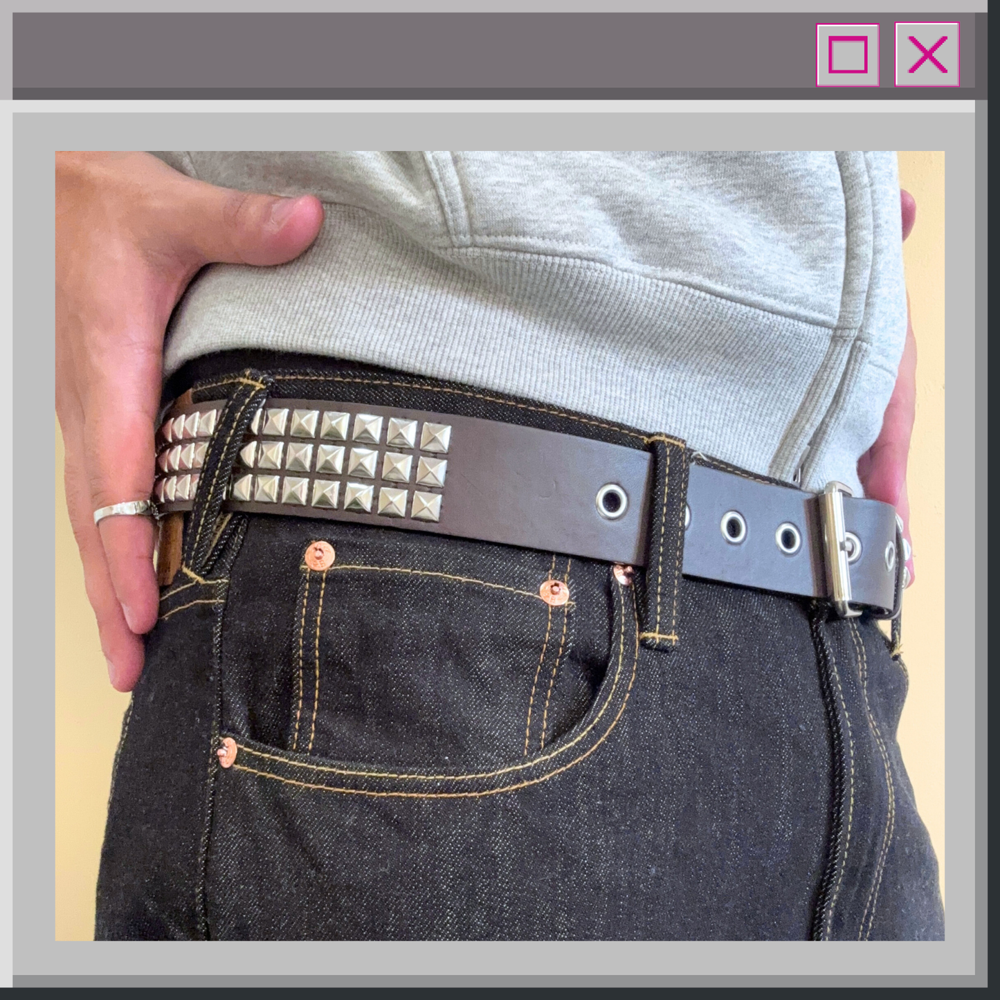 Brown Square Stud Belt