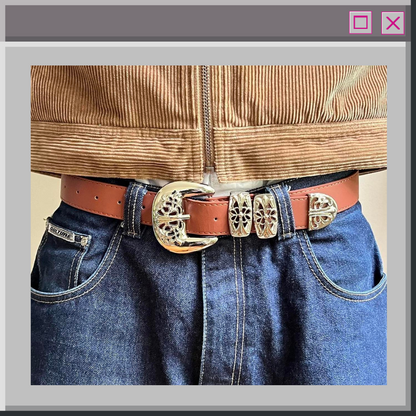 Brown Unique Buckle Vintage Style Belt