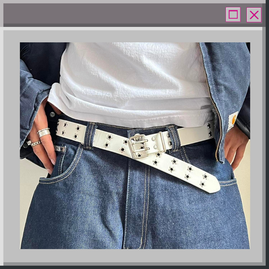 White Star Studded Retro Style Belt