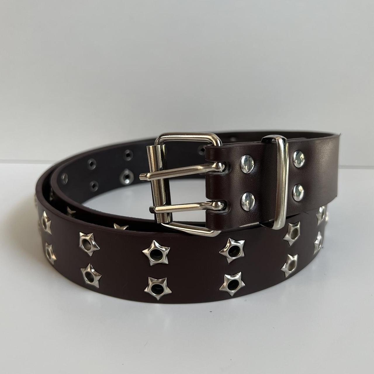 Brown Star Stud Hole Retro Belt