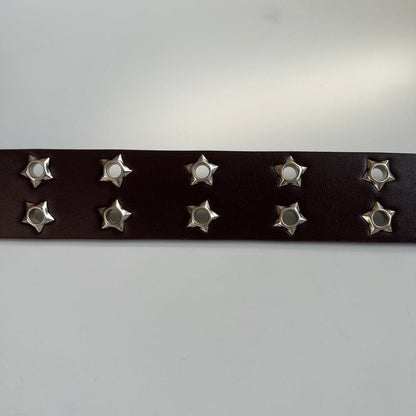 Brown Star Stud Hole Retro Belt