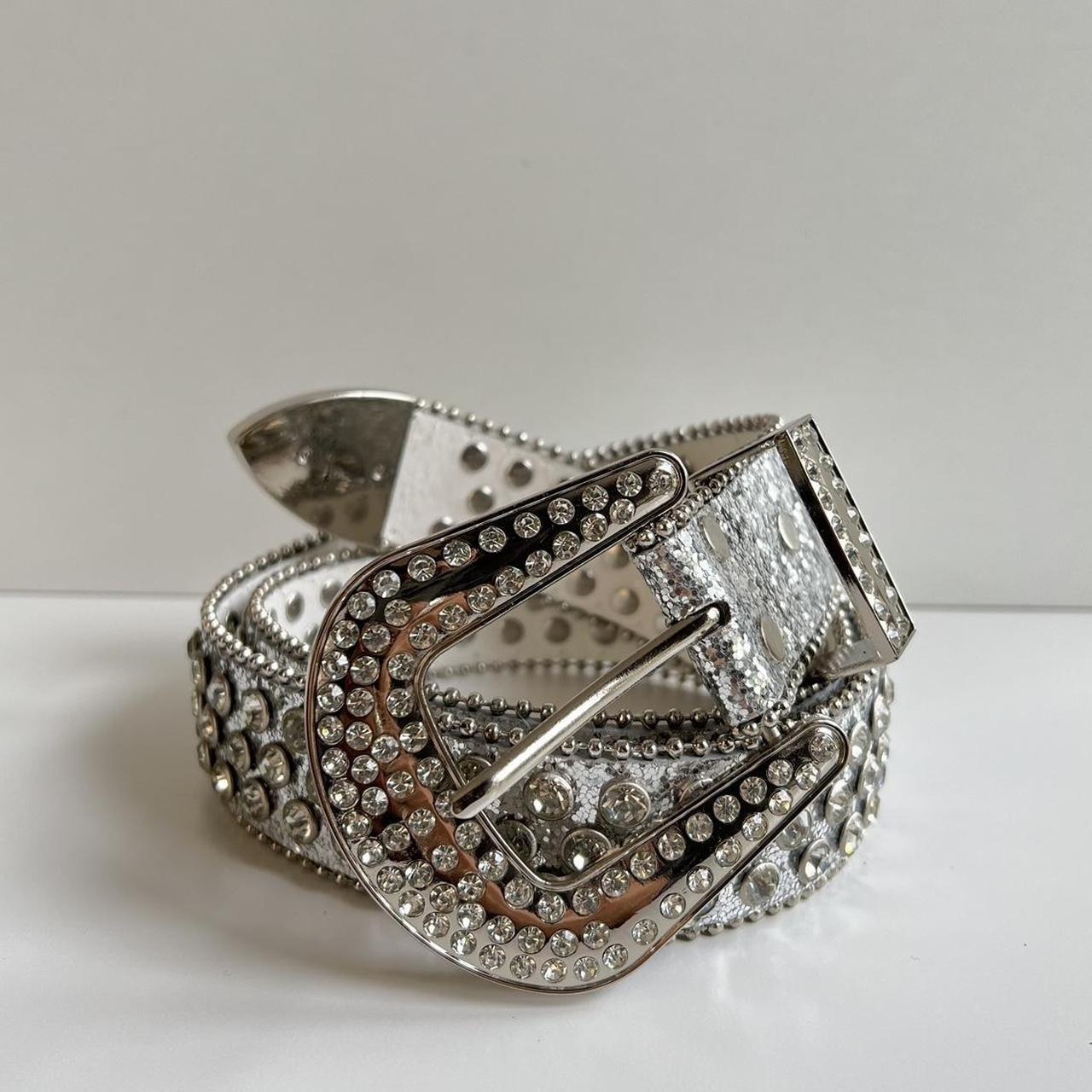 Rhinestone White Y2K Retro Style Belt