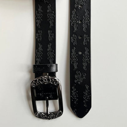 Black Floral Vintage Style Belt