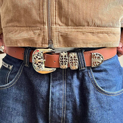 Brown Unique Buckle Vintage Style Belt