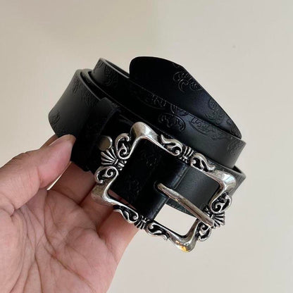 Black Floral Western Style Belt