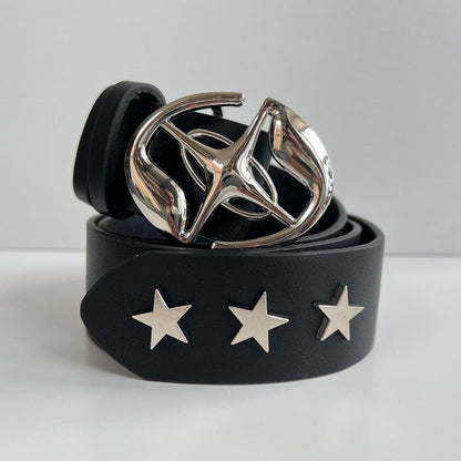 Black Star Circle Western Style Belt