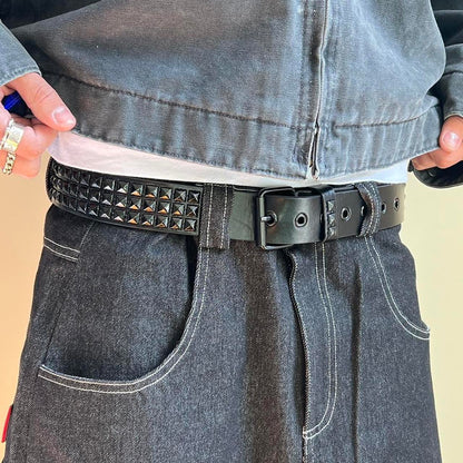 Black Black Studded Retro Style Belt